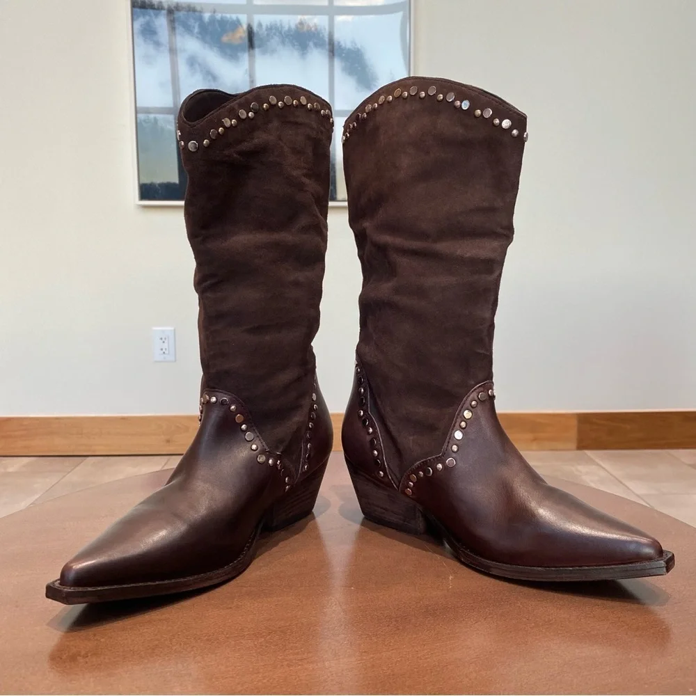 NWOT Free People Jackson Studded Western Bootie, Size 7.5